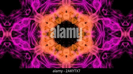 Purple mandala from ink on white background. Abstract violet kaleidoscope. Stock Photo