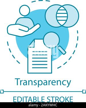 Transparency concept icon. Corporate policy idea thin line illustration. Honesty, sincerity, openness. Reliability. Trustworthiness. Business ethics. Stock Vector
