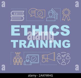 Ethics training word concepts banner. Business courses, education. Personal development. Presentation, website. Isolated lettering typography idea wit Stock Vector