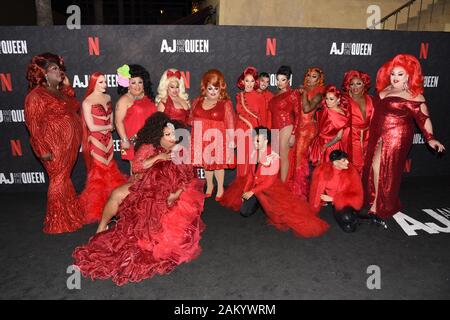 January 9, 2020, Hollywood, CA, USA: ''RuPaul's Drag Race'' Queens attend Netflix's ''AJ And The Queen'' Season 1 Premiere at The Egyptian Theatre in Hollywood. (Credit Image: © Billy Bennight/ZUMA Wire) Stock Photo