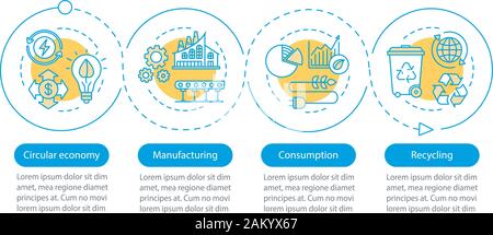 Circular economy vector infographic template. Manufacturing, consumption, recycling. Business presentation design. Data visualization with four steps, Stock Vector