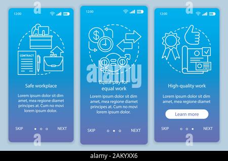 Work ethics onboarding mobile app page screen vector template. Safe ...