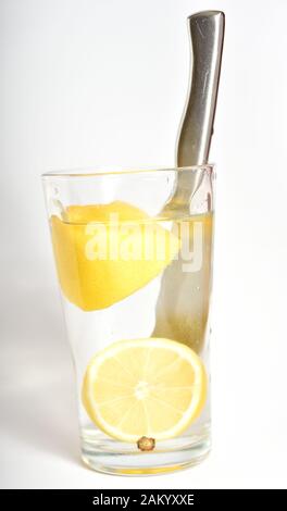 Apple and Lemons with a Pepper thrown in Stock Photo