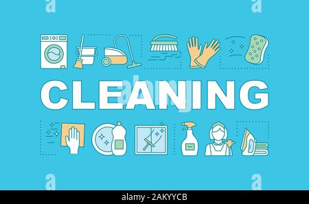 Cleaning word concepts banner. Maid service. Housekeeping. Dry, steam cleanup. Home maintenance. Presentation, website. Isolated lettering typography Stock Vector