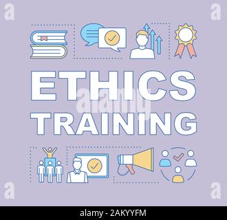 Ethics training word concepts banner. Business courses. Personal development, growth. Presentation, website. Isolated lettering typography idea with l Stock Vector