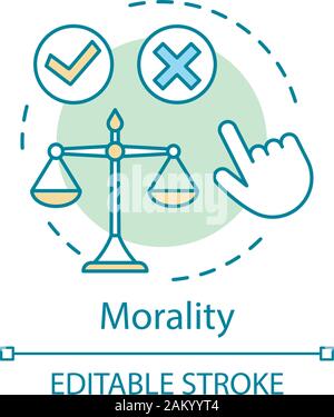 Morality concept icon. Ethical decision making idea thin line illustration. Moral choice, issue. Problem resolution. Code of conduct. Justice, honesty Stock Vector