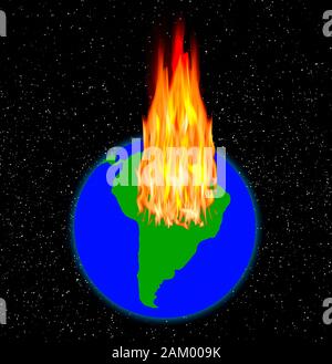 Earth on fire Stock Photo