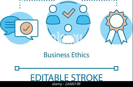 Business ethics concept icon. Corporate policy idea thin line illustration. Co-working. Leadership, partnership. Decision making. Problem solving. Vec Stock Vector