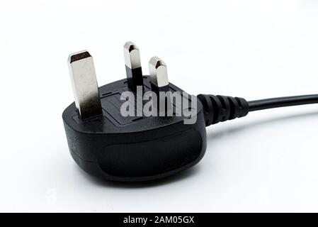 English electric plug isolated on white background Stock Photo