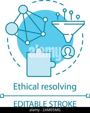 Ethical resolving concept icon. Moral dilemma idea thin line illustration. Code of ethics. Moral issue, problem resolution. Conflict management. Vecto Stock Vector