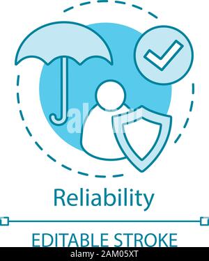 Reliability concept icon. Workplace safety idea thin line illustration. Business ethics. Corporate policy. Job insurance. Employee protection, defense Stock Vector
