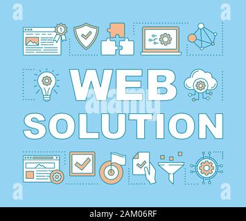 Web solution word concepts banner. Digital marketing strategy. SEO research. Web consulting. Presentation, website. Isolated lettering typography idea Stock Vector