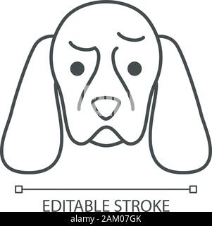 Cocker Spaniel cute kawaii linear character. Thin line icon. Dog with frowning muzzle. Sad animal. Astonished domestic doggie. Vector isolated outline Stock Vector