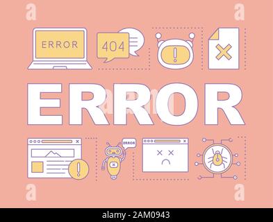 Error word concepts banner. System, server errors. Page not found. Tech assistance. Presentation. Website unavailable. Isolated lettering typography i Stock Vector