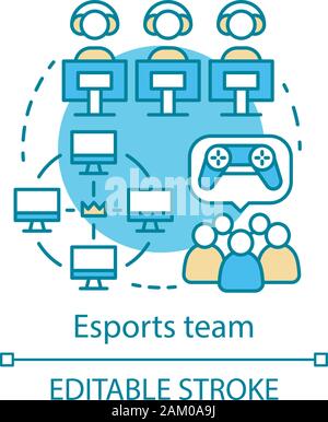 Esports team linear icon. Gamers group. Teamwork. Command for ...