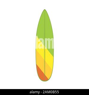 Vector illustration of modern colorful surfboard, on white background. Stock Vector