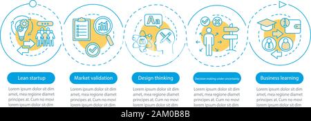 Startup principles vector infographic template. Business presentation design elements. Data visualization with five steps and options. Process timelin Stock Vector