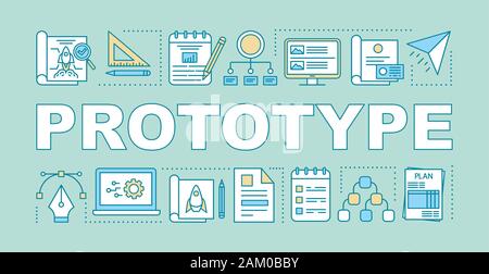 Prototype word concepts banner. Pilot project. Startup launch. Preliminary product. Presentation, website. Isolated lettering typography idea with lin Stock Vector