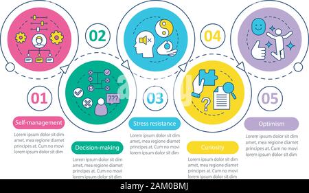 Leader and management skills vector infographic template. Business presentation design elements. Data visualization with steps and options. Process ti Stock Vector