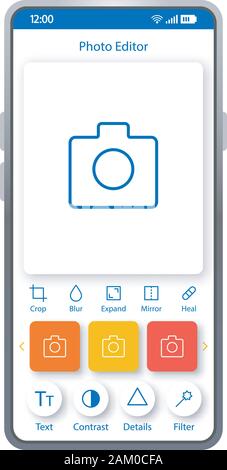 Text editing software smartphone interface vector template. Mobile app ...