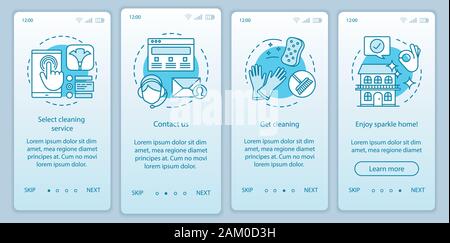Cleaning service booking onboarding mobile app page screen, linear ... image.
