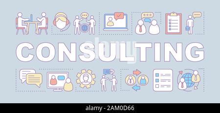 Consulting word concepts banner. Business discussion, negotiation. Training center. Presentation, website. Isolated lettering typography idea with lin Stock Vector