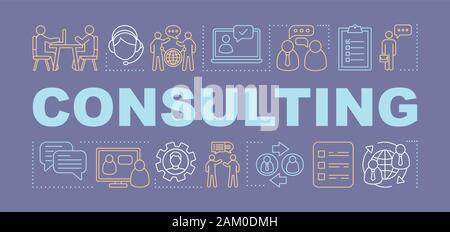Consulting word concepts banner. Business discussion, negotiation. Training center. Presentation, website. Isolated lettering typography idea with lin Stock Vector