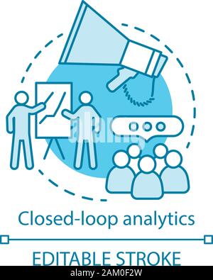Closed-loop analytics concept icon. Customer lifecycle idea thin line illustration. Sales and business management. CRM system. Marketing alignment. Ve Stock Vector
