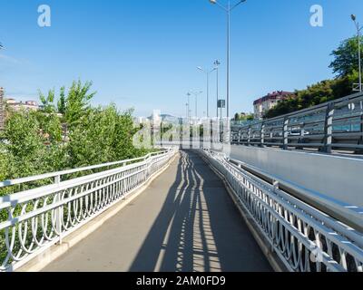 Beautiful shadows from the fences on the street Donskaya Sochi 05.12.2019 Stock Photo