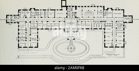 The American hospital of the twentieth century; a treatise on the development of medical institutions, both in Europe and in America, since the beginning of the present century . FIG. 64. GENERAL PLAN. OF THE TWENTIETH CENTURY S3. FIG. 65. GROUND FLOOR PLAN AND PLAN OF TYPICAL FLOOR—ROSS PAVILION, ROYAL VICTORIA HOSPITAL, MONTREAL, CANADA. Stevens & Lee and Kenneth G. Rea, Architects. Stock Photo