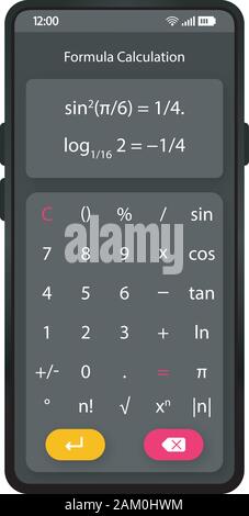 Formula calculation smartphone interface vector template. Mobile ...