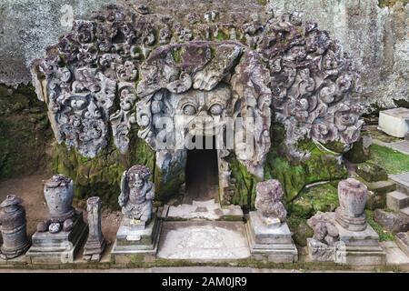 High angle view of the ancient Goa Gajah Elephant Cave temple in Ubud, Bali, Indonesia. Stock Photo