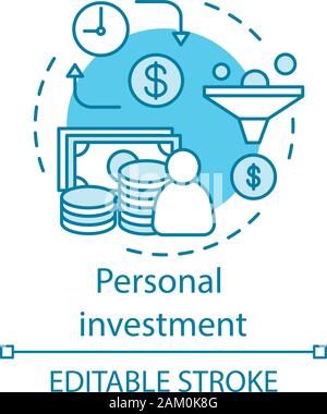 Personal investment concept icon. Management. Asset performance. Financing, production, profit. Business process idea thin line illustration. Vector i Stock Vector