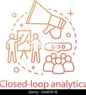 Closed-loop analytics concept icon. Customer lifecycle idea thin line illustration. Business management. CRM system. Sales and marketing alignment. Ve Stock Vector