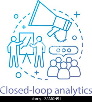 Closed-loop analytics concept icon. Customer lifecycle idea thin line illustration. Business management. Sales and marketing alignment. CRM system. Ve Stock Vector