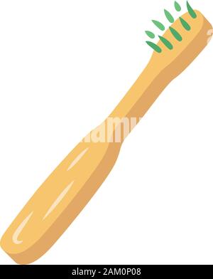 Bamboo toothbrush flat design long shadow color icon. Zero waste swap. Eco friendly, recycle material. Organic teeth cleaning tool. Dental care produc Stock Vector