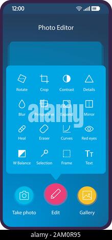 Text editing software smartphone interface vector template. Mobile app ...