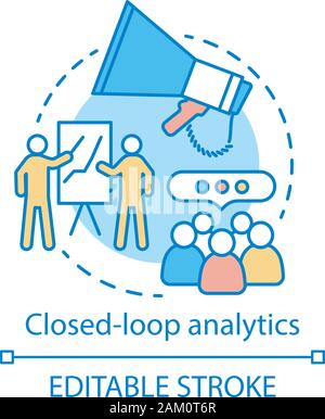 Closed-loop analytics concept icon. Customer lifecycle idea thin line illustration. Business management. CRM system. Sales and marketing alignment. Ve Stock Vector