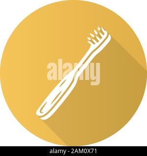 Bamboo toothbrush flat design long shadow glyph icon. Eco friendly, recycle, reusable material. Organic wooden teeth cleaning tool. Dental care produc Stock Vector