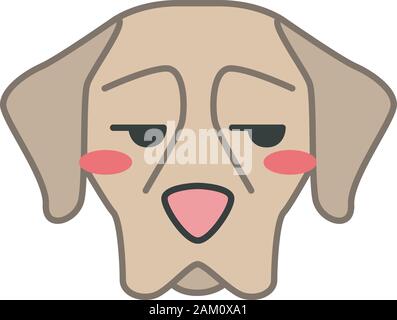 Shorthaired Pointer cute kawaii vector character. Dog with unamused muzzle. Flushed animal with eye looking to side. Unhappy doggie. Funny emoji, stic Stock Vector