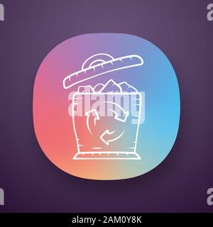 Recycling app icon. Environmental sustainability. Trash sorting, utilization. Materials reusage. Ecology protection. UI/UX user interface. Web or mobi Stock Vector