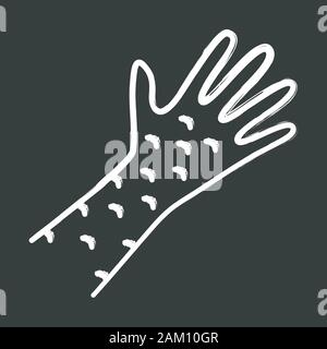 Skin rash, hives chalk icon. Food, medication, insect bites allergy reaction. Urticaria, eczema, psoriasis. Irritation, bumps on hand. Rubeola, measle Stock Vector