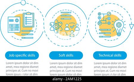 Job skills vector infographic template. Business presentation design elements. Employment. Data visualization with 3 steps and options. Process timeli Stock Vector