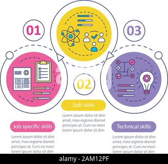 Job skills vector infographic template. Business presentation design elements. Employment. Data visualization with 3 steps and options. Process timeli Stock Vector