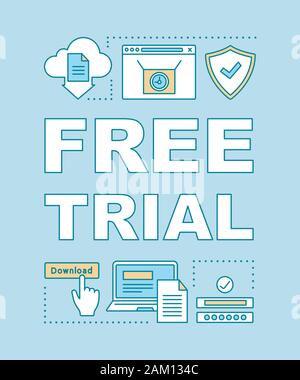 Free trial word concepts banner. Program installation. Computer app. Temporary subscription. Presentation, website. Isolated lettering typography idea Stock Vector