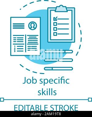 Job specific turquoise skills concept icon. Company recruitment, hiring. Job interview, candidates cv idea thin line illustration. Employees resume ve Stock Vector
