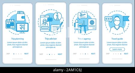 Trip planning turquoise onboarding mobile app page screen vector ...