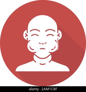 Face swelling flat design long shadow glyph icon. Bee, mosquito bite, peanut allergy symptom. Allergic reaction. Mumps contagious disease. Illness, in Stock Vector