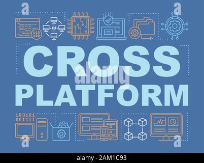 Cross platform development word concepts banner. App programming, software engineering presentation, website. Isolated lettering typography idea with Stock Vector