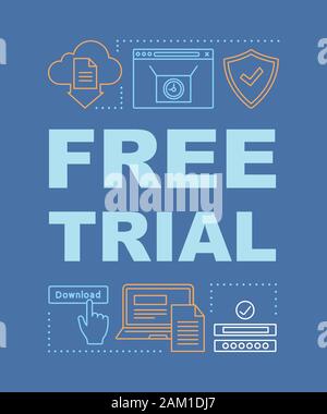 Free trial word concepts banner. Computer app. Temporary subscription. Program installation. Presentation, website. Isolated lettering typography idea Stock Vector